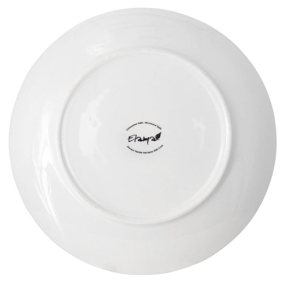 Elama Professional 12-Piece 10.5in Porcelain Dinner Plate Set, White