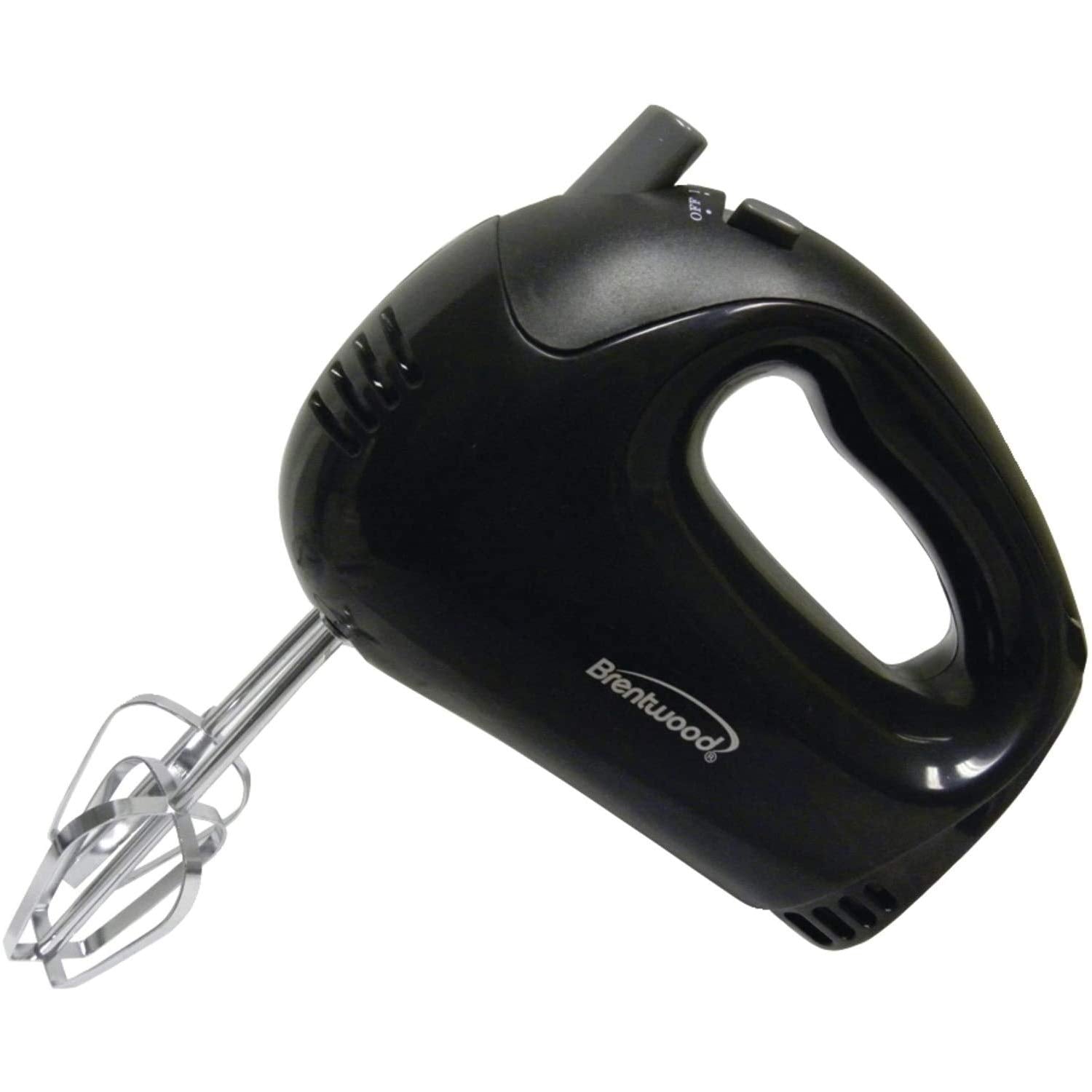 Brentwood HM-44 Lightweight 5-Speed Electric Hand Mixer in Black – Compact Kitchen Mixer with Stainless Beaters & Eject Button