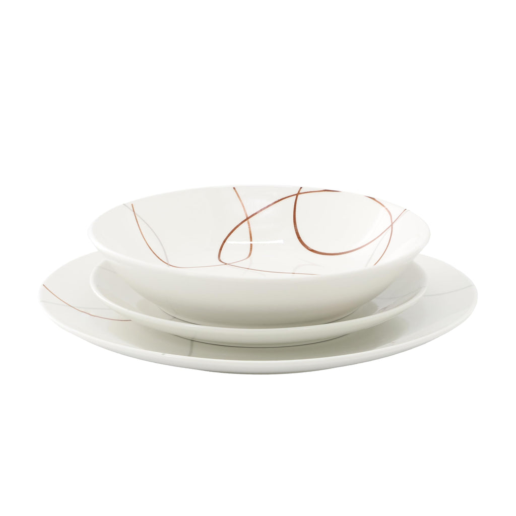 Elama Sydney 18-Piece Porcelain Dinnerware Set – White Elegant Service for 6