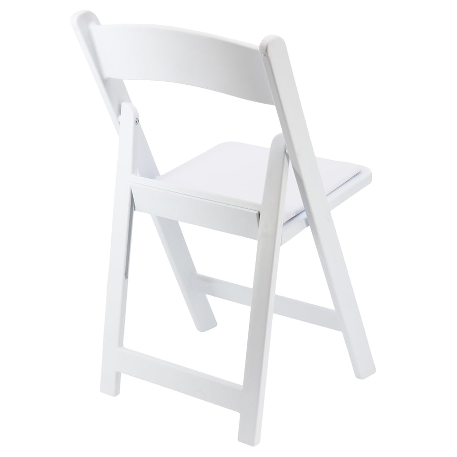 Elama 4 Piece White Folding Resin Dining Chairs with Removable Seat Pads (600 lb Capacity)
