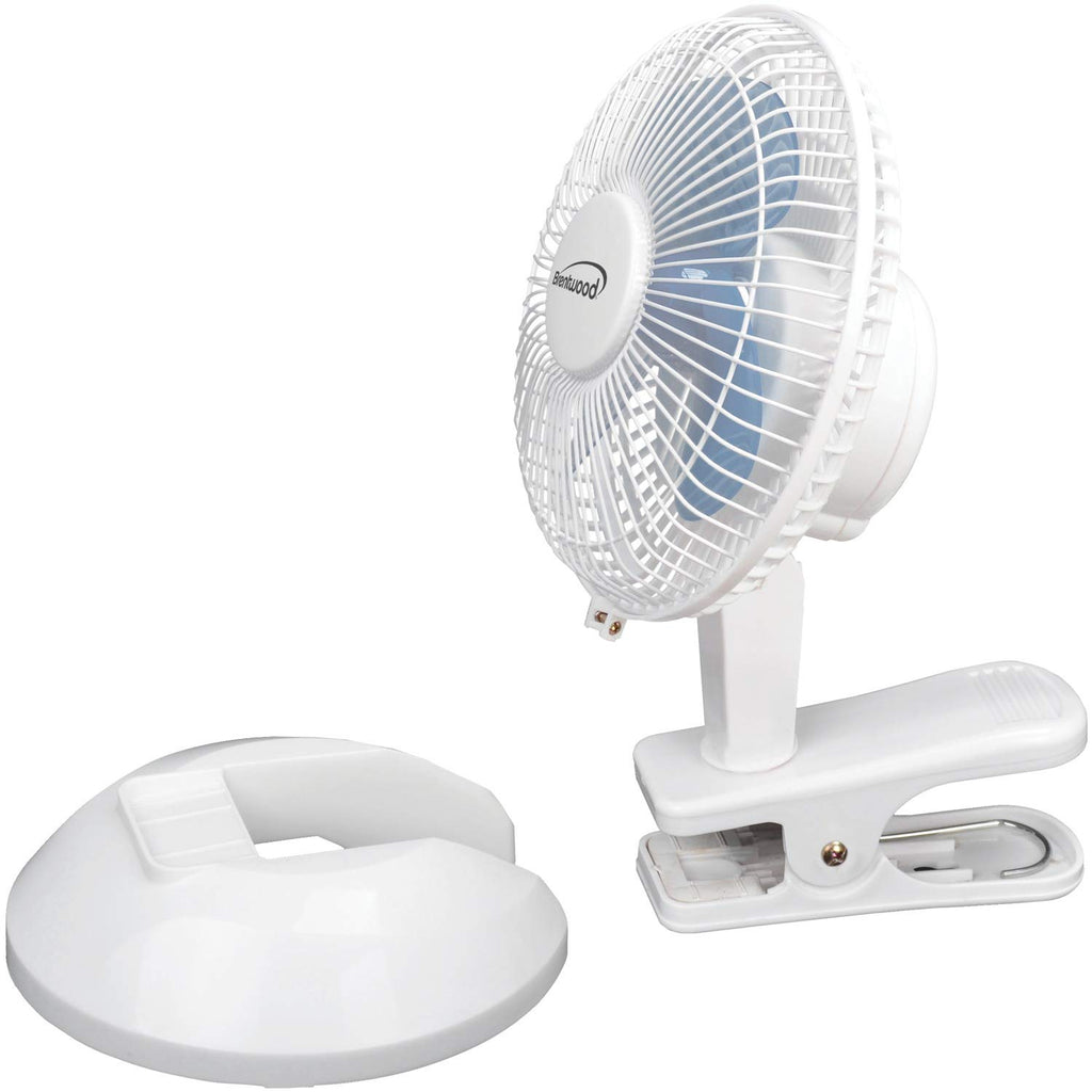 Brentwood Kool Zone F-621W 6 Inch 2-Speed Clip-On and Desk Fan - White