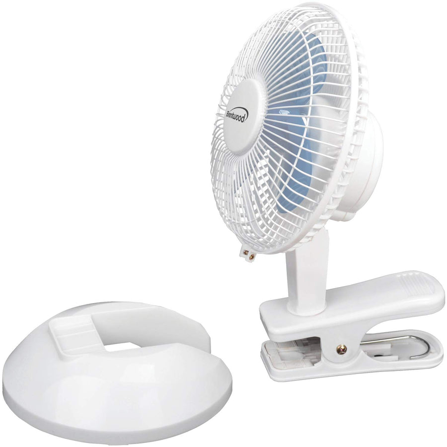 Brentwood Kool Zone F-621W 6 Inch 2-Speed Clip-On and Desk Fan - White