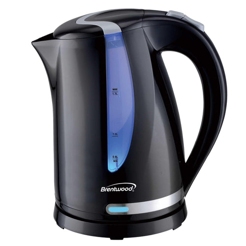 Brentwood black 1.7-liter cordless electric kettle with concealed stainless element