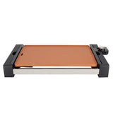 Electric Indoor Grill, 21.63 in Copper Nonstick, 1500W with Detachable Thermostat and Grease Tray, by MegaChef
