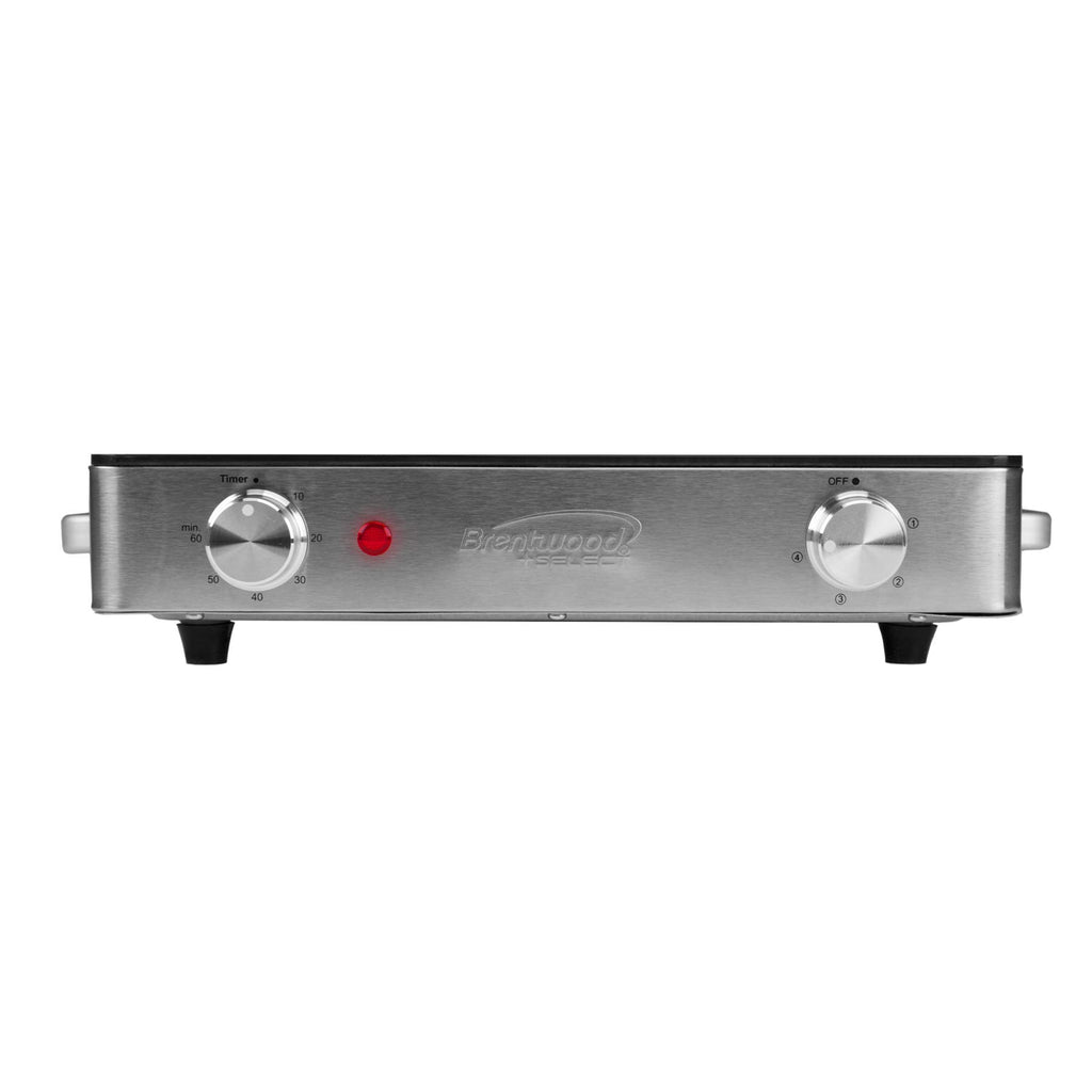 Brentwood Select TS-381 1200W Single Infrared Electric Countertop Burner with 60-Minute Timer - Stainless Steel