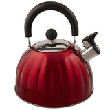 Mr. Coffee Twining 2.1 Quart Stainless Steel Whistling Tea Kettle, Metallic Red