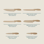 Gibson Home Bostonville 12-Piece Nonstick Stainless Steel Knife Set - Beige, 6 Knives with Matching Blade Guards