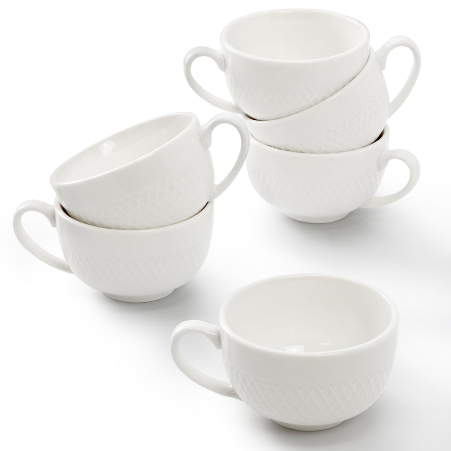 Elama Luna 12-Piece Porcelain Espresso Cup and Saucer Set, 3 oz, White