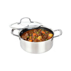 Brentwood B-DUH22L 4-Quart 3-Ply Hybrid Non-Stick Stainless Steel Dutch Oven with Tempered Glass Lid - Induction Ready