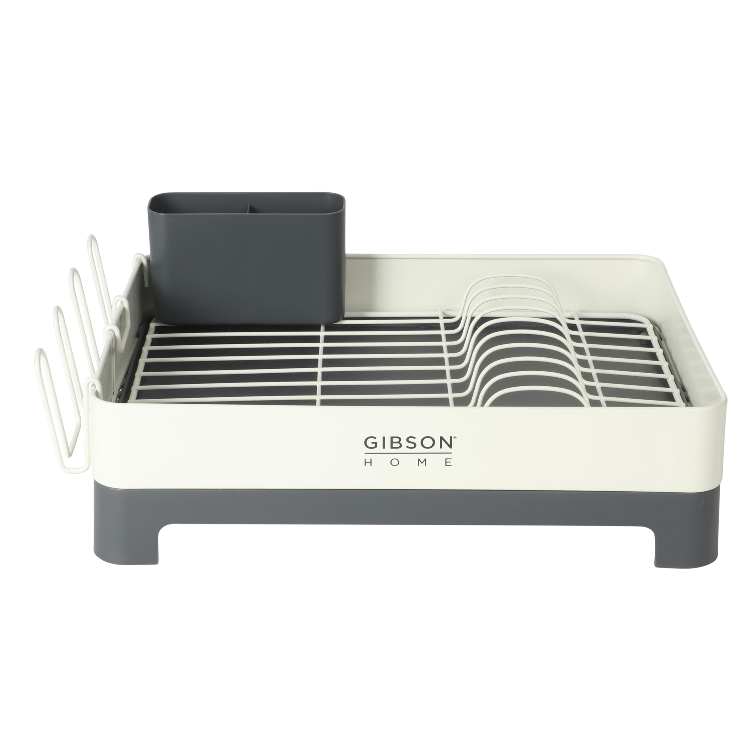 Gibson Home Nestcraft Stainless Steel Dish Rack with Swivel Drain Spout, White