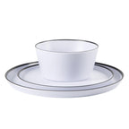 Gibson Home Folsom Shores 12-Piece Melamine Dinnerware Set, White with Black Rim, Service for 4