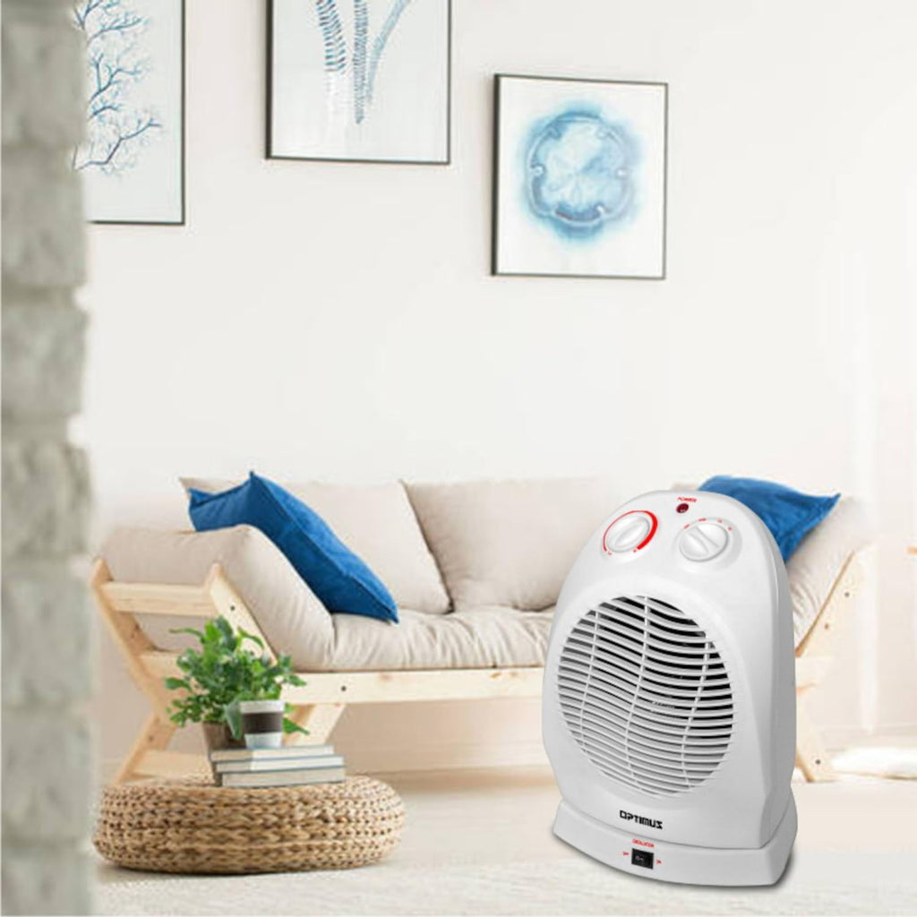 Optimus H-1382 Portable Oscillating Fan Heater with Adjustable Thermostat – 1500W Personal Space Heater for Home & Office