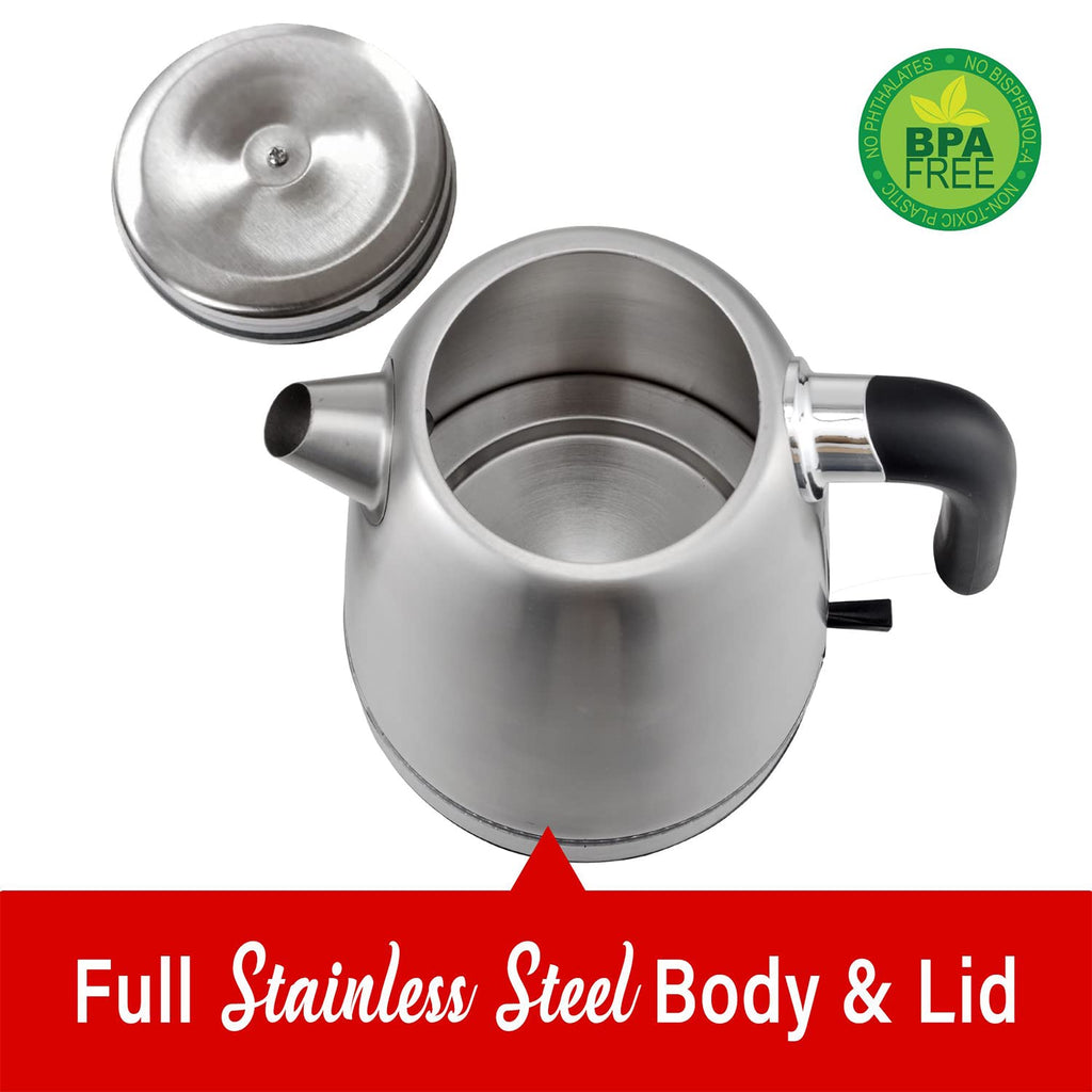 Brentwood KT-1792S 1500W Stainless Steel 1.7L Cordless Electric Kettle - Silver