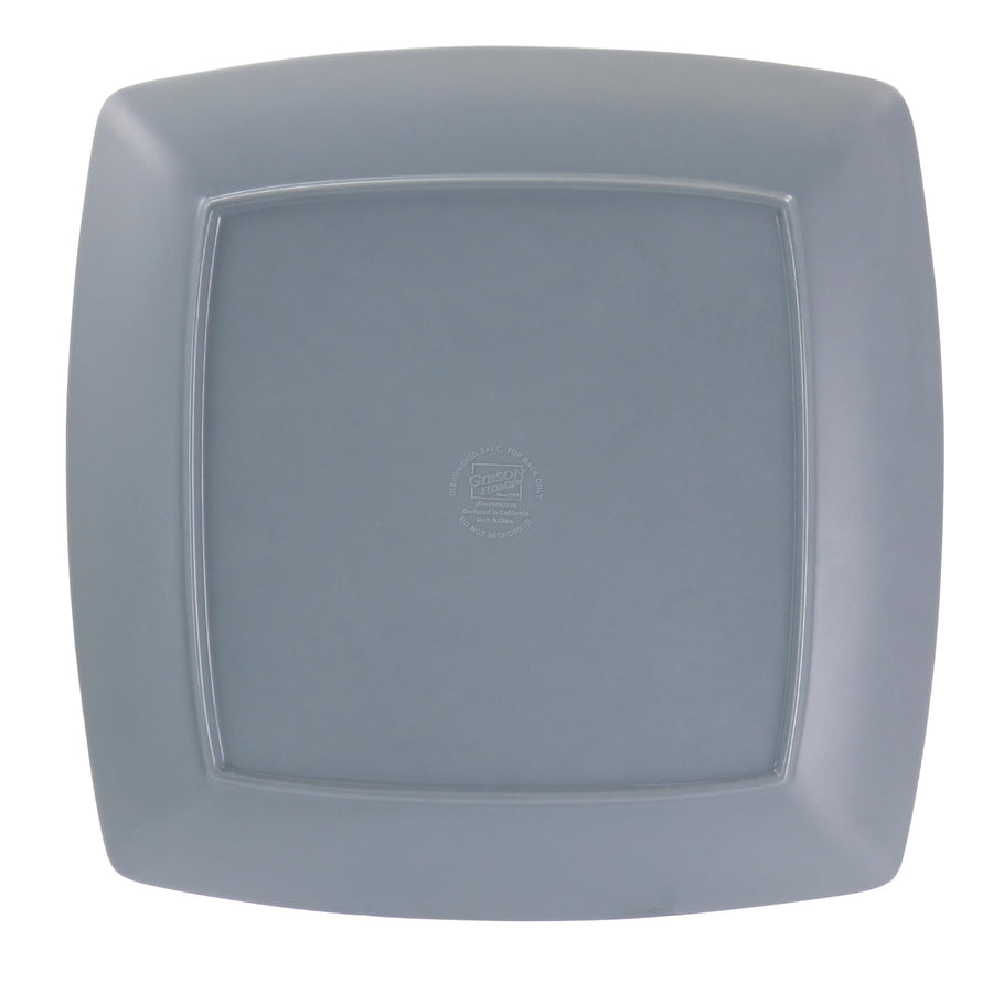 Gibson Home Grayson 12-Piece Square Melamine Dinnerware Set, Service for 4, Gray