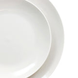 White Porcelain Dinnerware Set for 4, 16 Piece Double Bowl with Pasta and Cereal Bowls, Elama Camellia