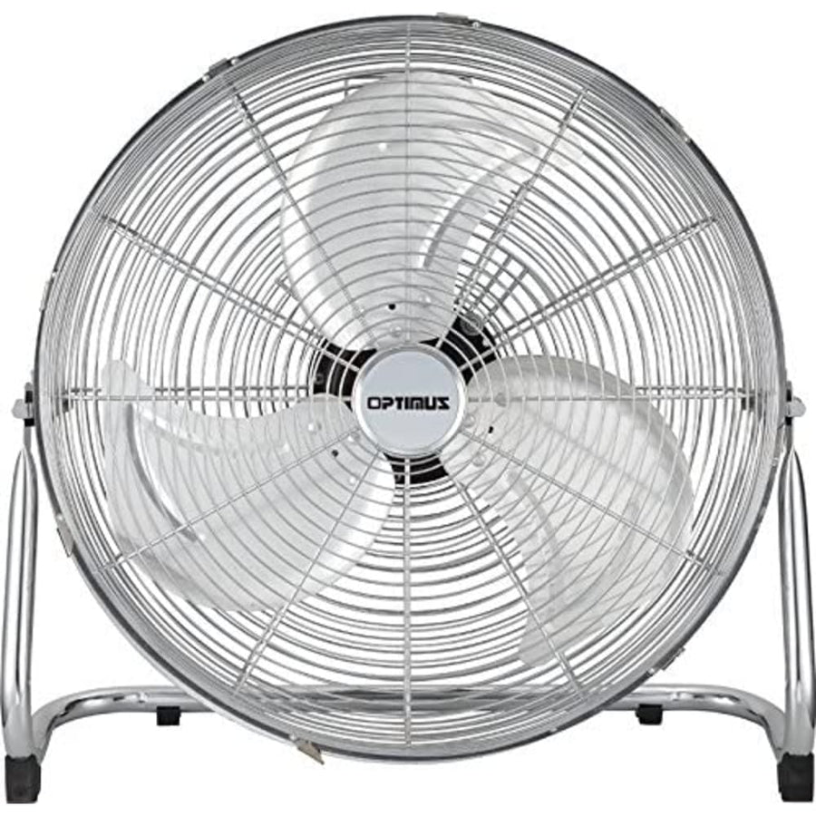 Optimus F-4122 12-Inch 3-Speed Industrial-Grade High-Velocity Floor Fan, Chrome Grill