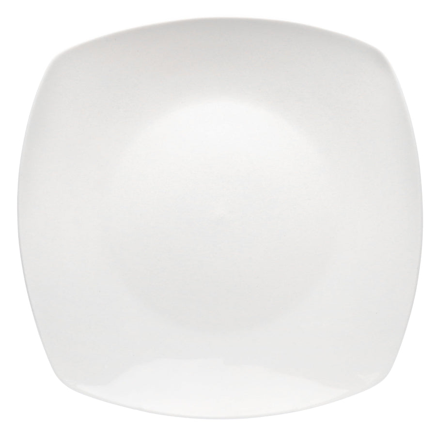 Elama Professional Kitchen 12 Square Dinner Plates, 10.75in White Porcelain