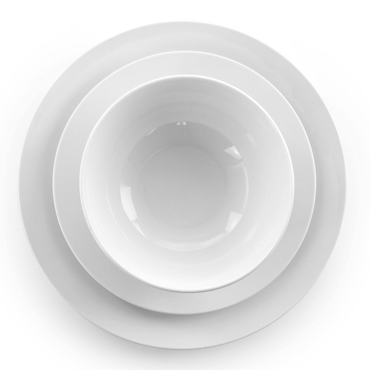Elama Luna 18-Piece Glossy White Porcelain Dinnerware Set, Service for 6