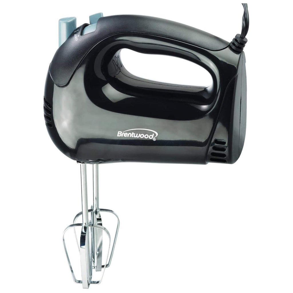 Brentwood HM-44 Lightweight 5-Speed Electric Hand Mixer in Black – Compact Kitchen Mixer with Stainless Beaters & Eject Button