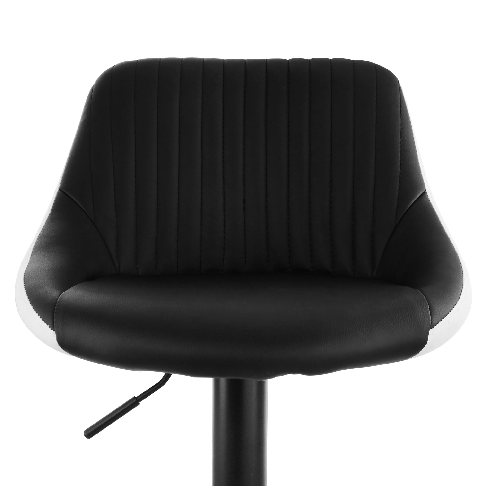 Elama Adjustable Faux Leather Bar Stool Set of 2 – Black & White with Black Base (ELM-704-1)