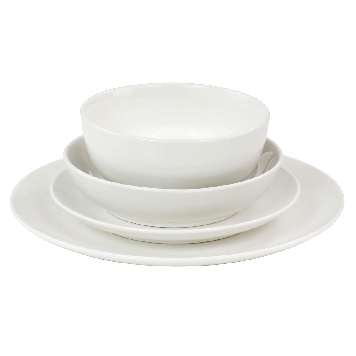 White Porcelain Dinnerware Set for 4, 16 Piece Double Bowl with Pasta and Cereal Bowls, Elama Camellia