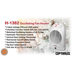 Optimus H-1382 Portable Oscillating Fan Heater with Adjustable Thermostat – 1500W Personal Space Heater for Home & Office