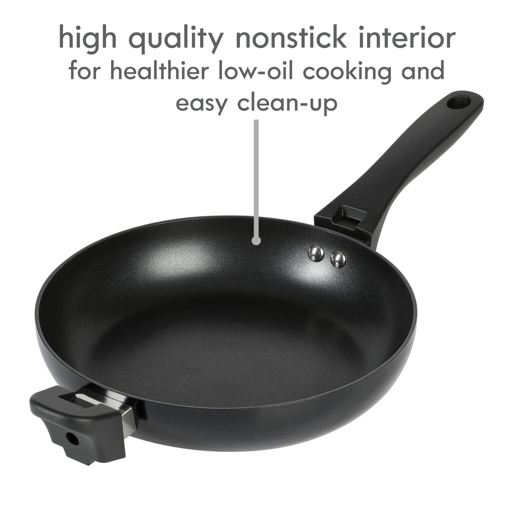 Kenmore Elite Grayson 9-Piece Stackable Platinum Nonstick Forged Aluminum Cookware Set – Induction-Ready Pots & Pans with Tempered Glass Lids & Stainless Steamer (Black)