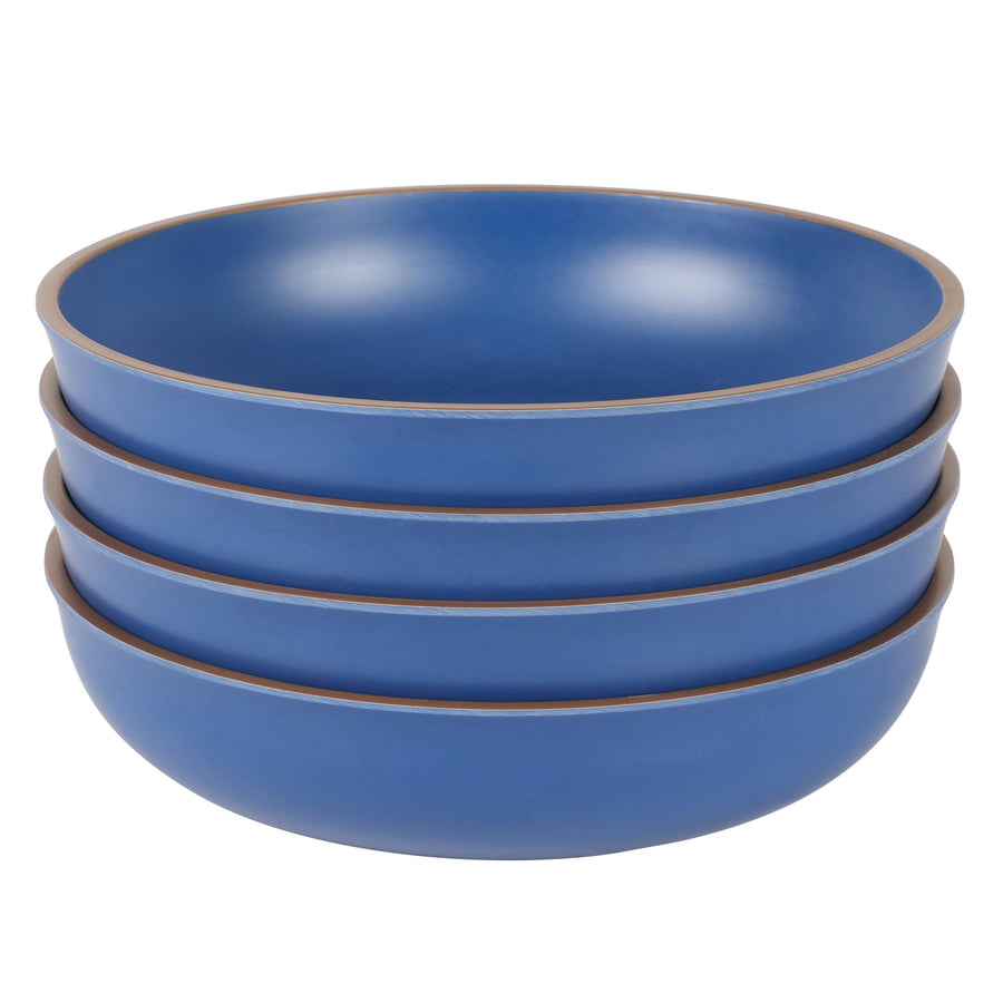 Gibson Home Rockabye 4-Piece Melamine Coupe Dinner Bowl Set, 8.5-Inch, Matte Blue