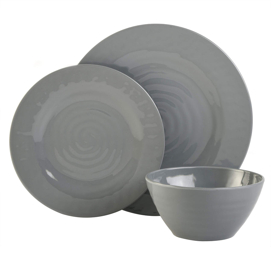 Gibson Home Brist 12-Piece Melamine Dinnerware Set, Blue (Service for 4)