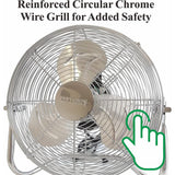 Optimus F-4122 12-Inch 3-Speed Industrial-Grade High-Velocity Floor Fan, Chrome Grill