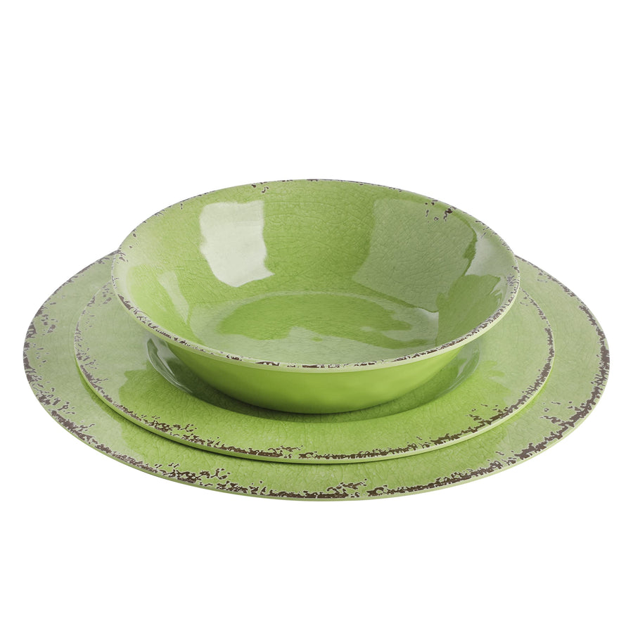 Gibson Home Mauna 12-Piece Melamine Dinnerware Set, Service for 4, Lime Green