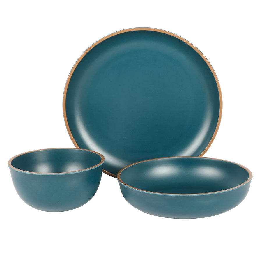 Gibson Home Rockabye 12 Piece Melamine Dinnerware Set in Dark Teal