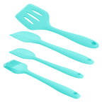 MegaChef 12-Piece Kitchen Cooking Utensil Set – Light Teal Silicone & Stainless Steel with Holder Stand