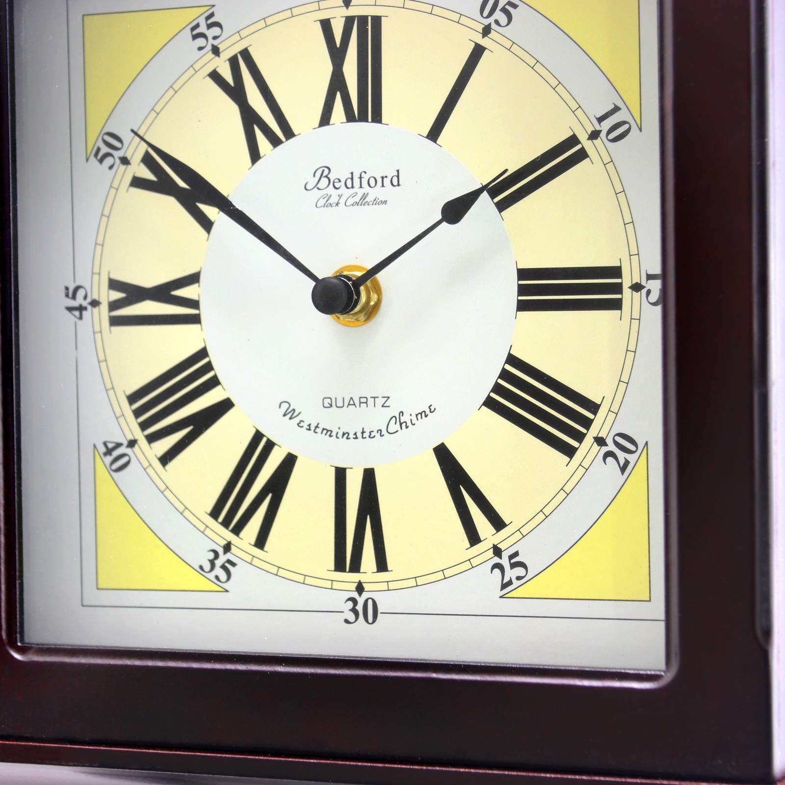 Bedford Clock Collection Redwood Chiming Pendulum Wall Clock – Walnut Brown Finish, Quartz Movement with Swinging Pendulum & 4 Chime Modes