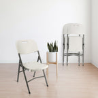 Elama 4-Piece Deluxe Folding Patio Chairs – White Indoor/Outdoor Plastic Dinner Chairs with Handle