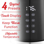 Brentwood KT-2015DBK 1.7L 1100W Digital Cool-Touch Electric Kettle - Black, 13 Temperature Settings