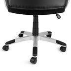 Elama Ergonomic Rolling Office & Gaming Chair – High-Back Executive Desk Chair with Faux Leather, Padded Armrests & 360° Swivel (Black with Silver Base)