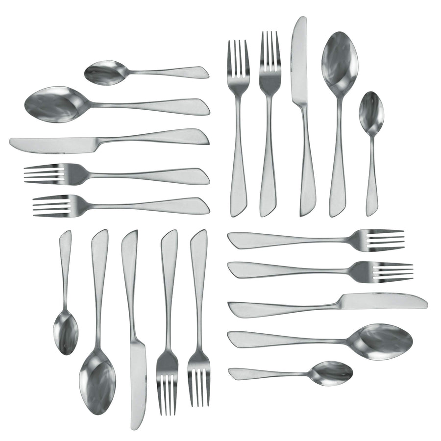 MegaChef Gibbous 20-Piece Stainless Steel Flatware Set, Service for 4, Silver