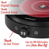 Brentwood Select TS-383DBK 10-Inch Countertop Infrared Single Burner with Digital Touch Controls, Black