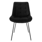 Elama Tufted Chair Set of 2 – Black Flannelette with Metal Legs