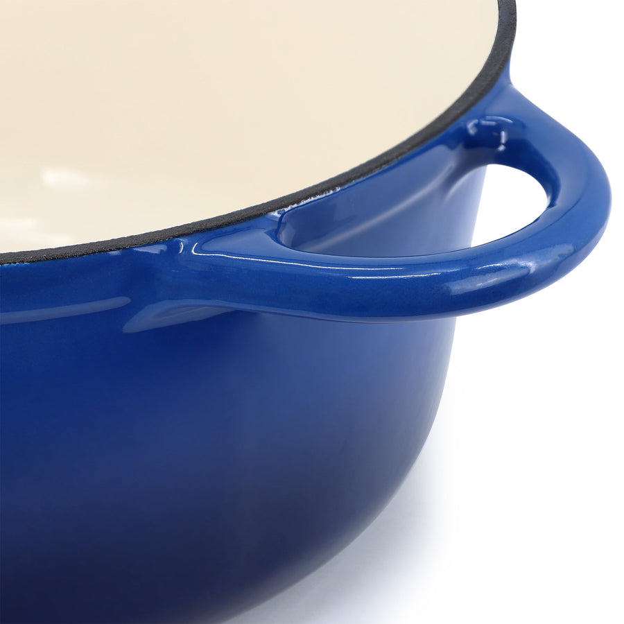 MegaChef Enameled Cast Iron Dutch Oven with Self-Basting Lid, 6.35 Qt Round, 11 Inch, Dark Blue