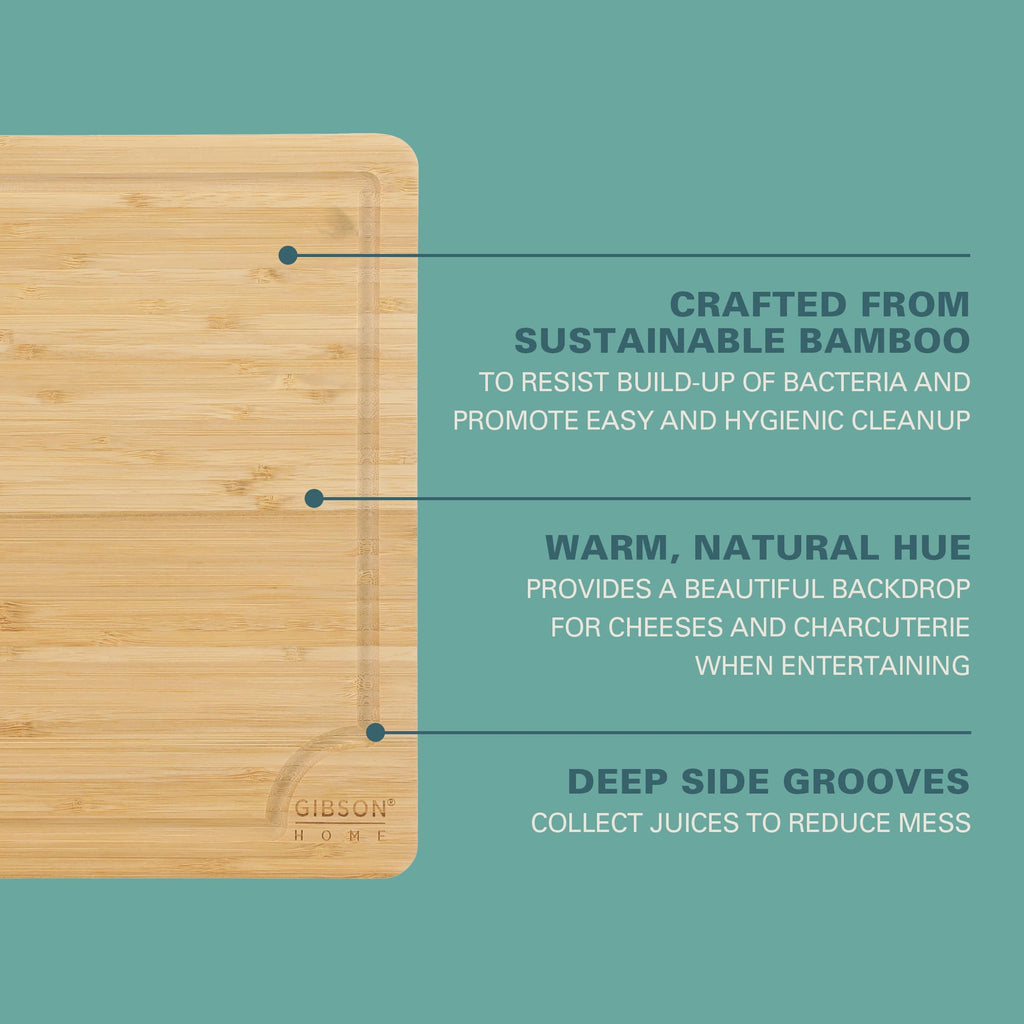 Gibson Home Forestview 18" x 12" Bamboo Cutting Board with Juice Grooves
