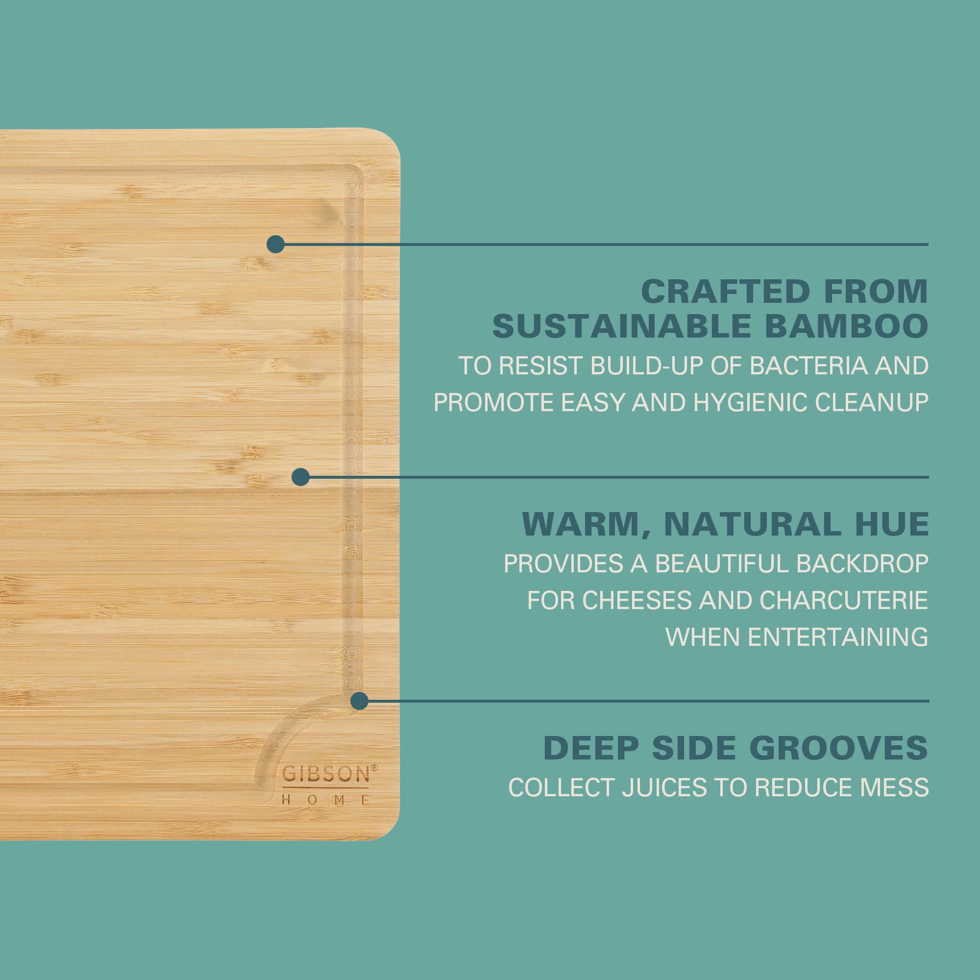 Gibson Home Forestview 18" x 12" Bamboo Cutting Board with Juice Grooves
