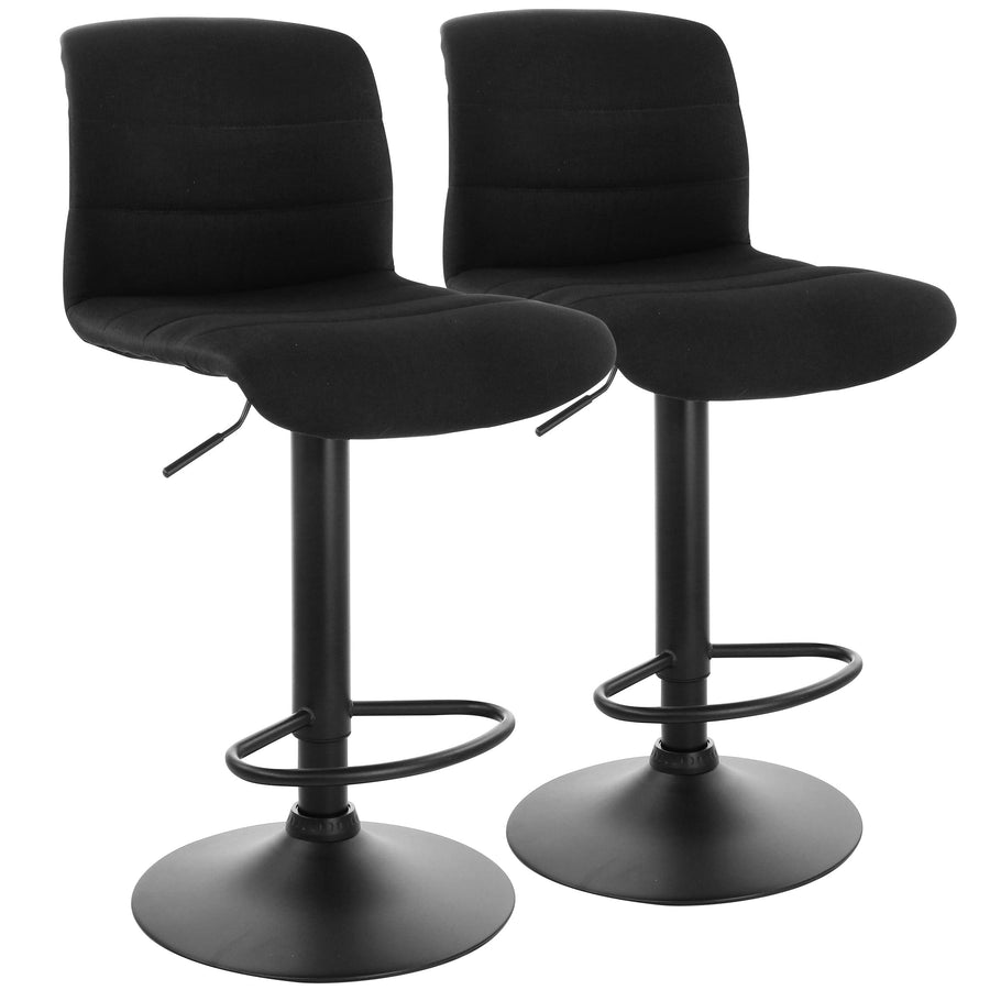 Elama ELM-2037 Fabric Bar Stools, Gray, Black Base, Set of 2