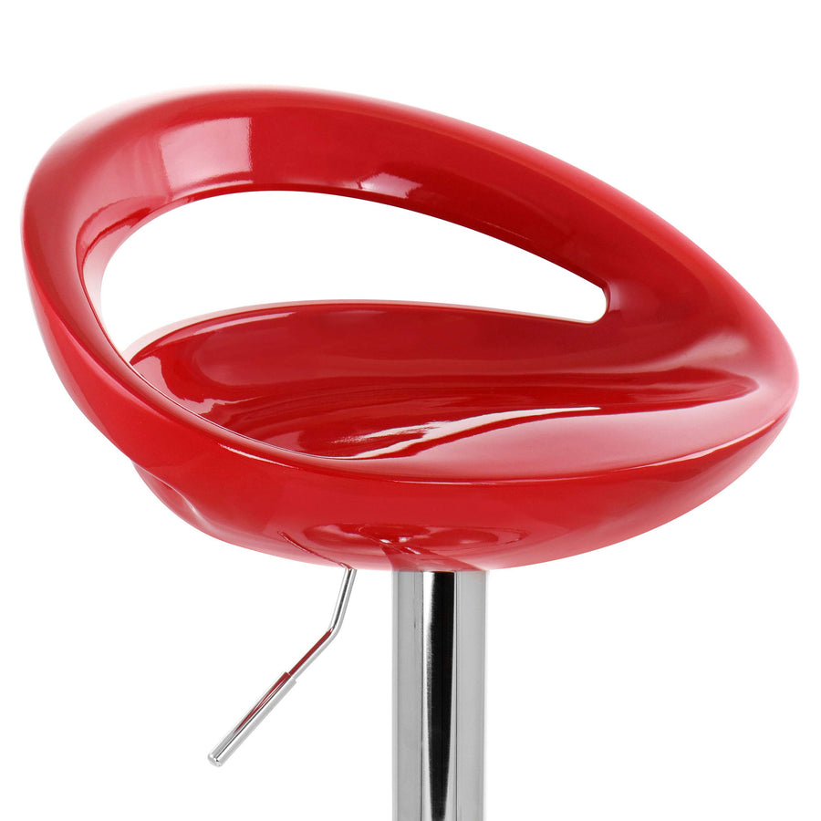 Elama Retro Adjustable Bar Stools, Red ABS Plastic, Chrome Base, Set of 2
