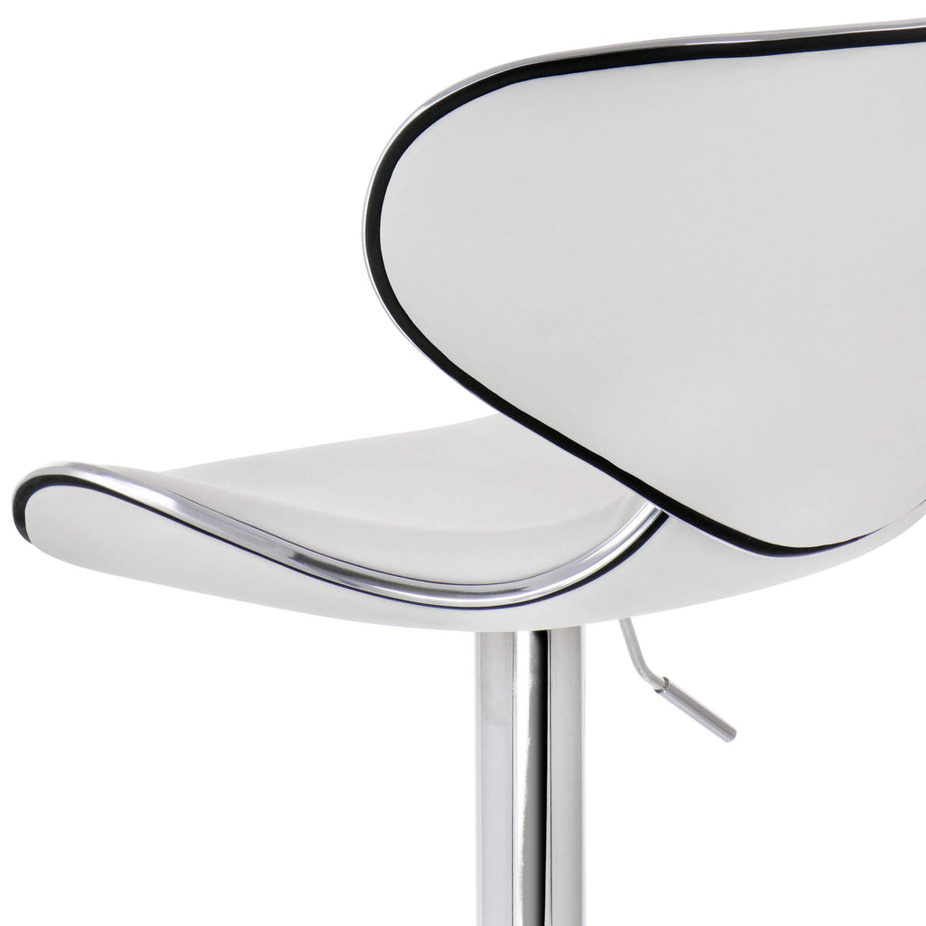Elama 2-Piece Faux Leather Adjustable Bar Stool Set - White with Chrome Base, 360-Degree Swivel, Holds 250 lb