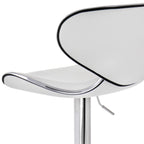 Elama 2-Piece Faux Leather Adjustable Bar Stool Set - White with Chrome Base, 360-Degree Swivel, Holds 250 lb