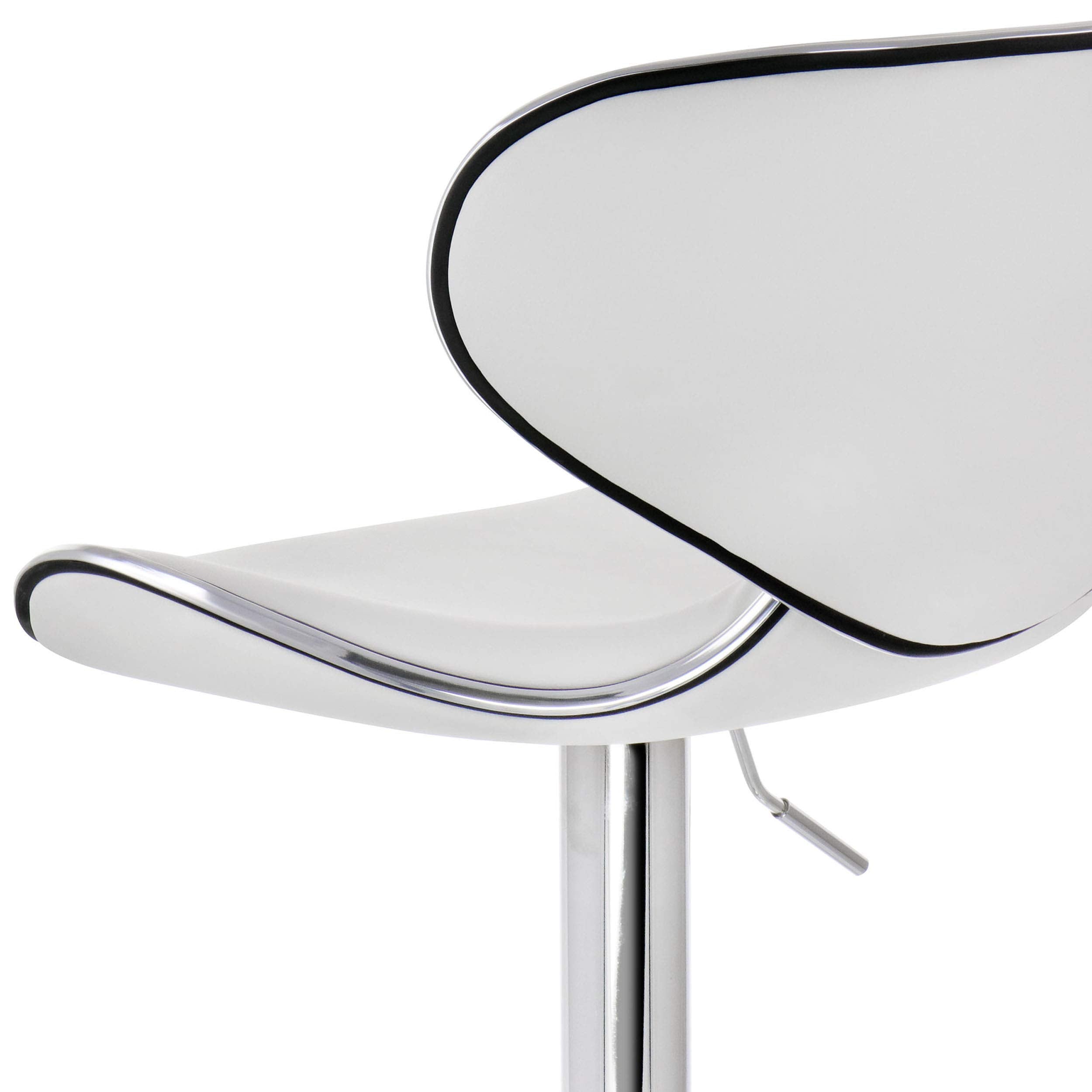 Elama 2-Piece Faux Leather Adjustable Bar Stool Set - White with Chrome Base, 360-Degree Swivel, Holds 250 lb