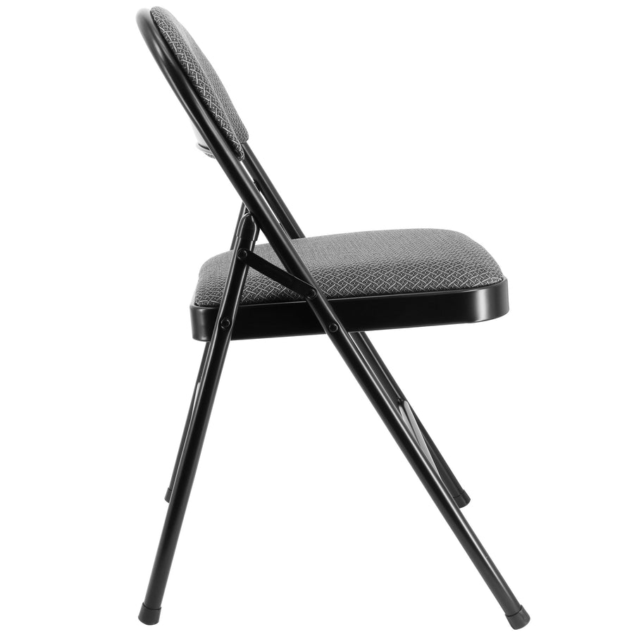 Elama 4-Piece Metal Folding Dinner Chairs, Padded Seats & Carry Handle, Indoor/Outdoor, Gray (Set of 4)