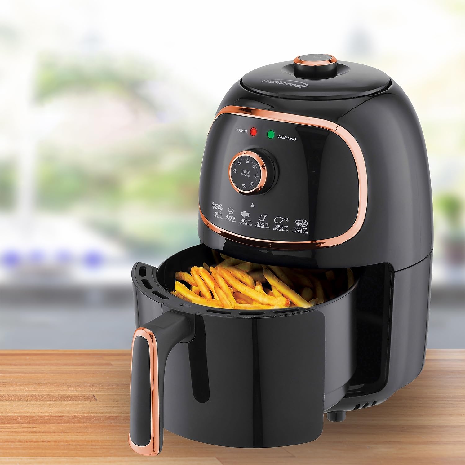 Brentwood 2-Quart Small Electric Air Fryer with Timer and Temperature Control, Black